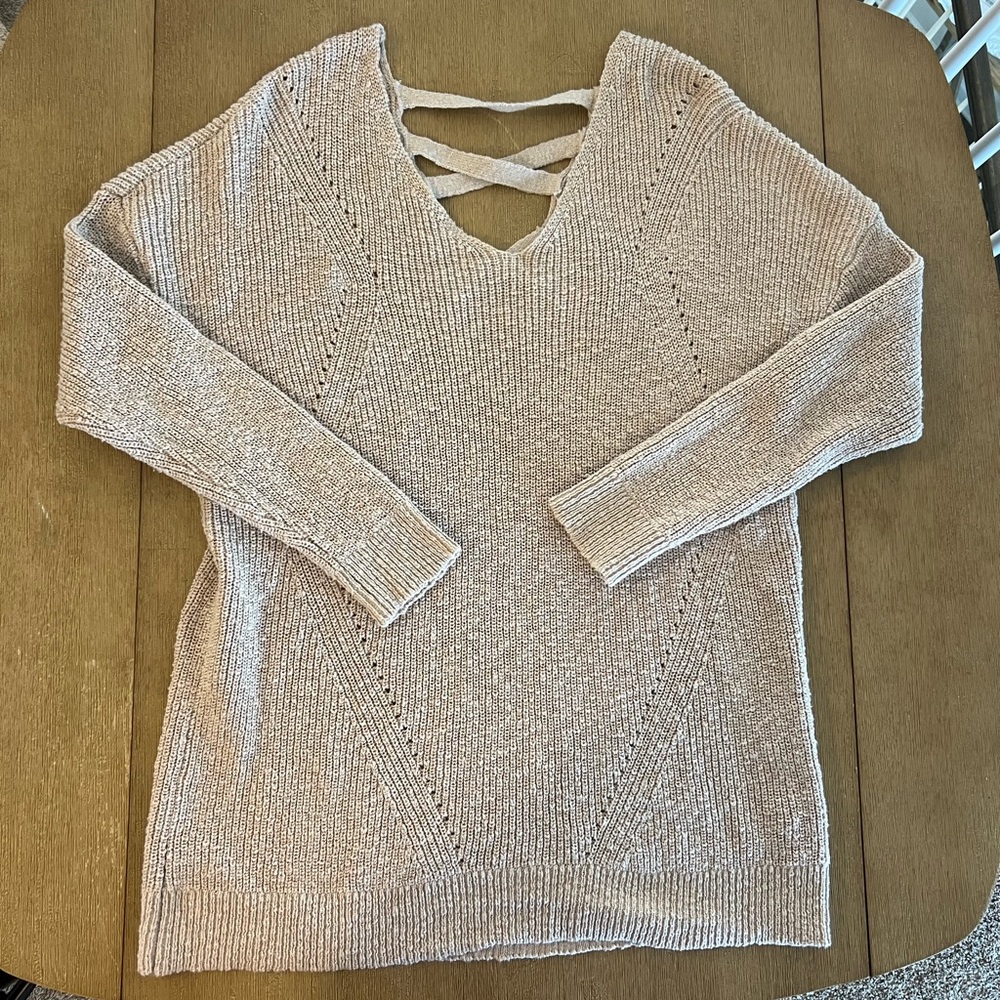 Women's Beige Sweater with Crisscross Back